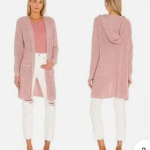 One grey day open cardigan sweater duster women’s pink hoodie cotton linen S
